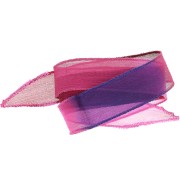 25mm silk ribbon - Tie and dye - Violet - Dark red - Pink x85cm|raw }}