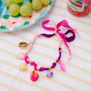25 mm Silk Ribbon - Tie-Dye - Ecru/Cream - White x 85 cm
