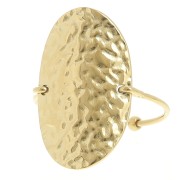 304L stainless steel Hammered oval ring S50 to 59 - Gold x1|raw }}