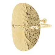 304L st. steel Hammered oval ring with diamond effect wire - 50 to 59 - Gold x1