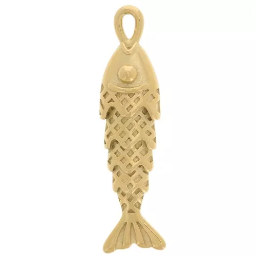 34x9mm 316L stainless steel Fish charm - Gold x1