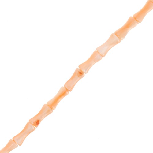 8x4mm Mother-of-pearl bamboo tube beads - Peach x38cm