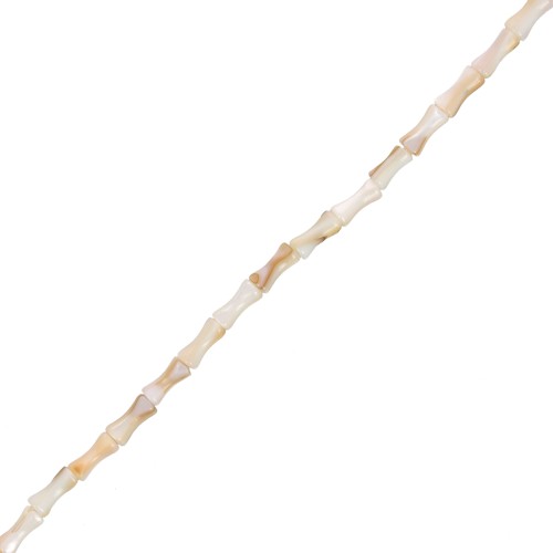 Bamboo tube beads in tinted mother-of-pearl 8x4 mm Sand x37 cm