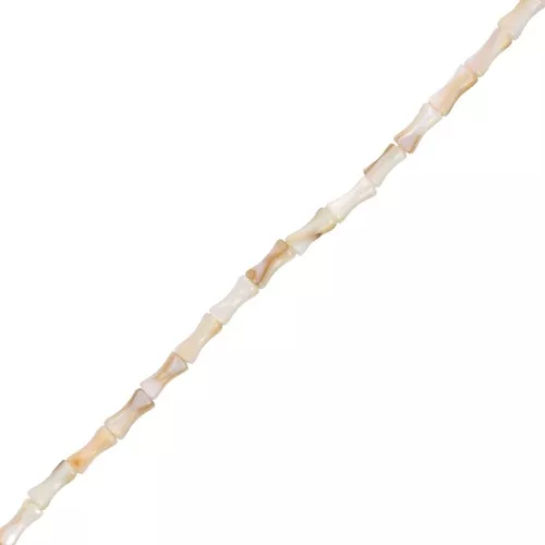 Bamboo tube beads in tinted mother-of-pearl 8x4 mm Sand x37 cm