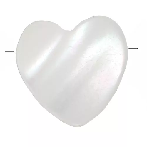 10 mm mother-of-pearl heart bead - horizontal hole - Natural x1