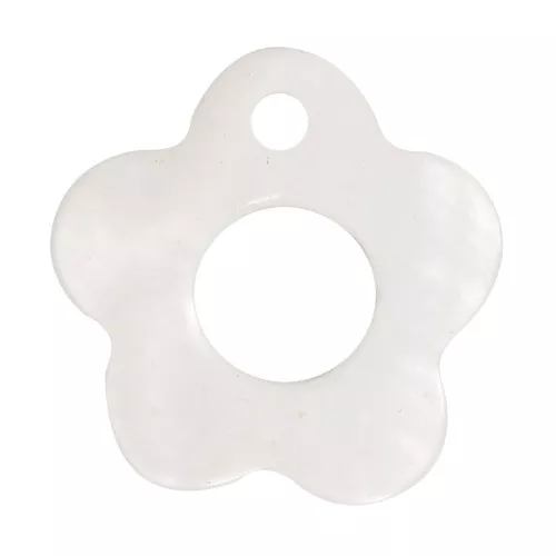 13mm Hollow mother-of-pearl flower charms - Natural x5