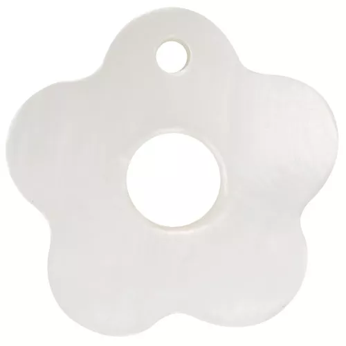 19mm Mother-of-pearl hollow flower pendants - Natural x5