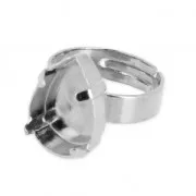 Ring base for PureCrystal 4320 cabochon 18x13mm Rhodium tone x1
