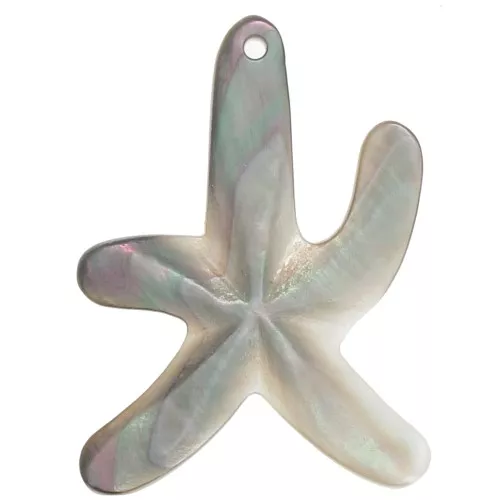 39x28mm Mother-of-pearl starfish pendant - Iridescent grey x1