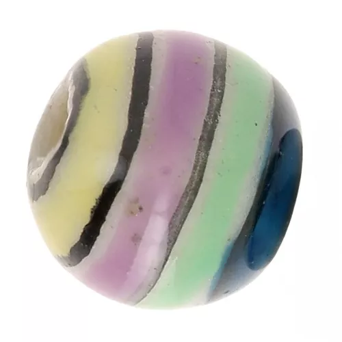 8mm Round striped ceramic beads - Green - Blue - Purple - Yellow x4