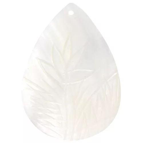 39x28mm Mother-of-Pearl floral drop pendant - Natural x1