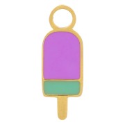 14x5mm Stainless steel 316L Ice charm Epoxy resin - Gold - Purple x1