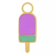 14x5mm Stainless steel 316L Ice charm Epoxy resin - Gold - Purple x1