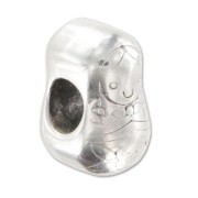 Matriochka Slider for 5mm cords Antique Silver Plating x1