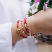 6.5mm 304L stainless steel Flower charm - Epoxy resin - Gold - Ivory x1