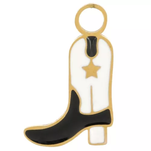 15x9mm 316L stainless steel Santiag cowboy boot charm epoxy resin Gold White Black