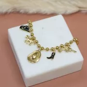 15x9mm 316L stainless steel Santiag cowboy boot charm epoxy resin Gold White Black