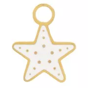 12x10mm Stainless steel 316L Star charm - epoxy resin - Gold - Ivory x1