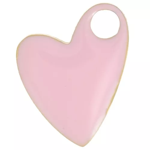 12x9mm 316L stainless steel Heart charm - Gold - Light pink x1