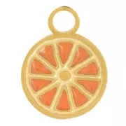 10mm Stainless steel 316L Orange slice charm Epoxy resin - Orange x1