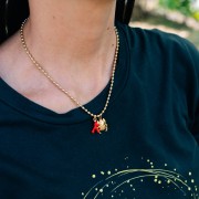 17x8mm Stainless steel 316L Coral charm Epoxy resin - Gold - Pink x1