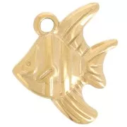Fish Charm, 16x14 mm - 304L Stainless Steel - Gold-Plated x1