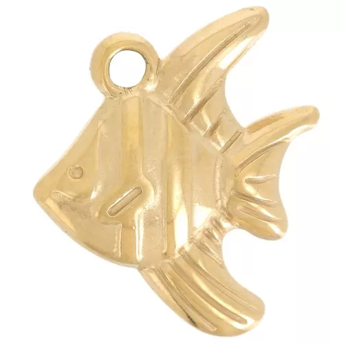 Fish Charm, 16x14 mm - 304L Stainless Steel - Gold-Plated x1