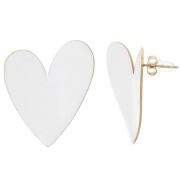 37x29mm 316L stainless steel Heart earrings with Epoxy resin - Gold - White x2|raw }}