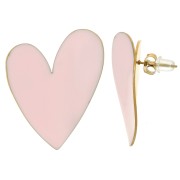 37x29mm 316L stainless steel Heart earrings with Epoxy resin - Gold - Pink x2