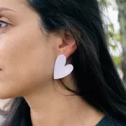 37x29mm 316L stainless steel Heart earrings with Epoxy resin - Gold - Lilac x2