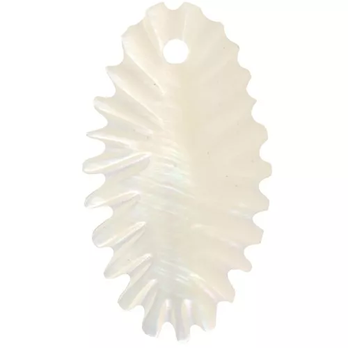 28x16mm Mother-of-pearl leaf pendants - Natural x2