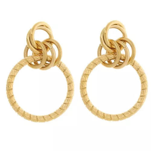 41x28mm 304L stainless steel Multi-hoop pendant earrings - Gold x2