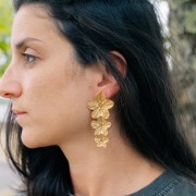 65x30mm Stainless steel 304L Earrings 3 cherry blossoms - Gold x2