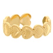 304L stainless steel Adjustable heart ring S50 to S57 - Gold x1|raw }}