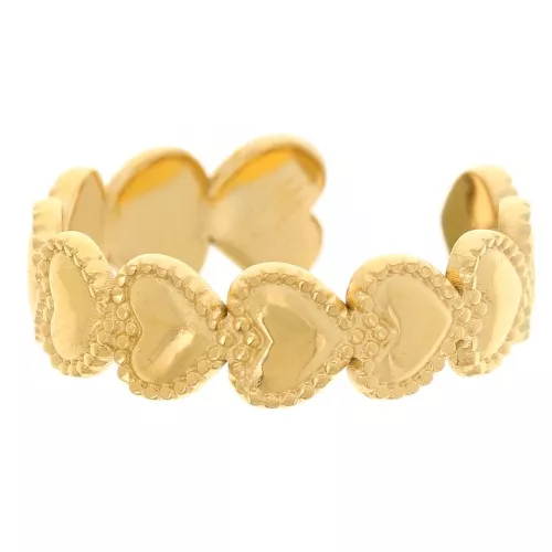 304L stainless steel Adjustable heart ring S50 to S57 - Gold x1