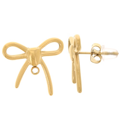 16x17mm 304L Stainless Steel EarStuds - Gold x2