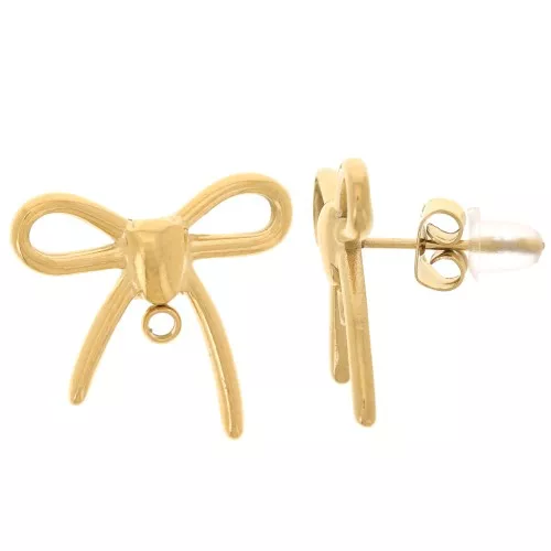 16x17mm 304L Stainless Steel EarStuds - Gold x2