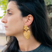 28x30mm 304L Stainless Steel Hammered Starfish Stud Earrings - Gold x2