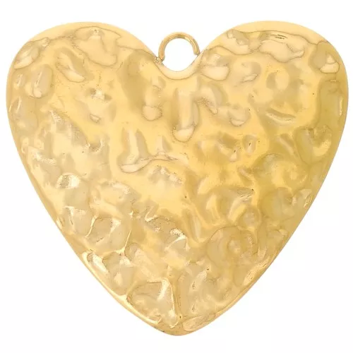 40x45mm 304L Stainless Steel Hammered Heart Pendants - Gold x2