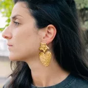 40x45mm 304L Stainless Steel Hammered Heart Pendants - Gold x2