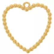 24x23mm 304L stainless steel Hollow heart pendants with small ball - Gold x2