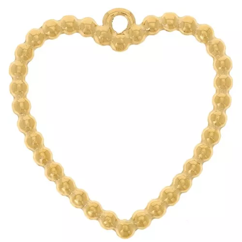 24x23mm 304L stainless steel Hollow heart pendants with small ball - Gold x2