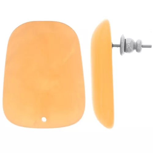 28x22mm Trapeze earstuds in translucent resin - Marbled orange x2