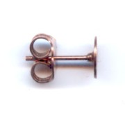 Flat pad earstuds 6mm Old Copper tone x4