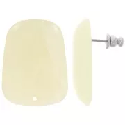 28x22mm Trapeze earstuds in translucent resin - Marbled Ivory x2