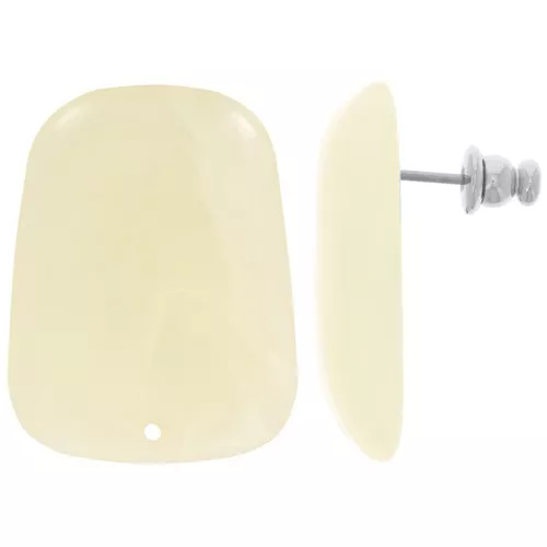 28x22mm Trapeze earstuds in translucent resin - Marbled Ivory x2