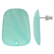 28x22mm Trapeze earstuds in translucent resin - Marbled Caribbean Blue x2