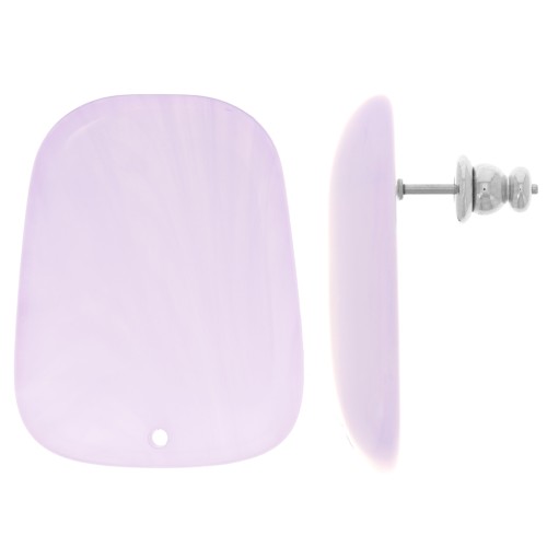 28x22mm Trapeze earstuds in translucent resin - Marbled Glycine x2