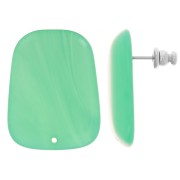 28x22mm Trapeze earstuds in translucent resin - Marbled Turquoise Green x2|raw }}