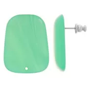 28x22mm Trapeze earstuds in translucent resin - Marbled Turquoise Green x2